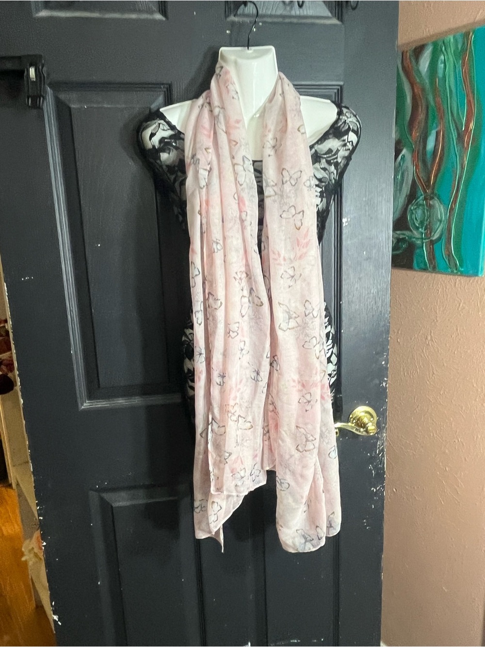 Light Pink Butterfly Print Scarf - Women Accessories